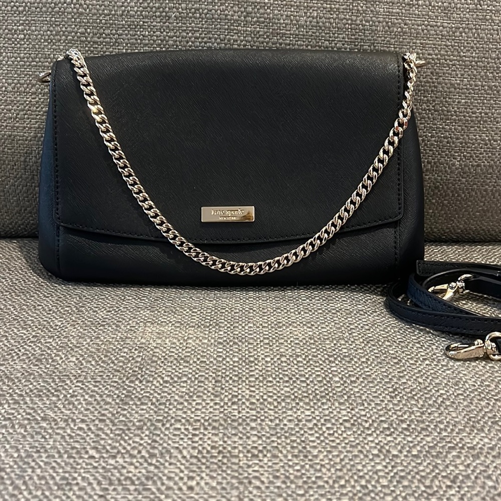 Kate Spade crossbody with silver chain handle and crossbody.